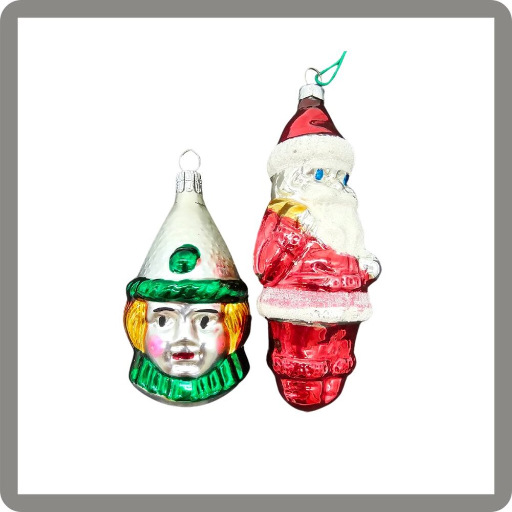 Vintage Metal Christmas Tree Ornaments Set of 2